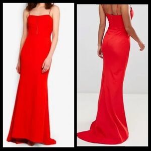 Jarlo Red Fluted Evening Maxi Dress Gown 8 NWT